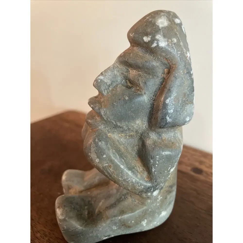 Pre- Colombian Stone Carved Aztec Mayan Warrior, Sculpture